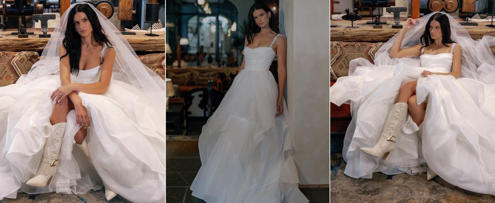 Photo of models wearing a Locket wedding gown