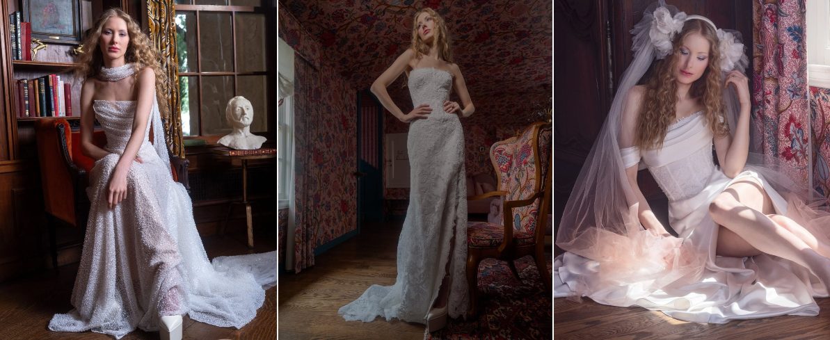 Photo of models wearing a Locket wedding gown