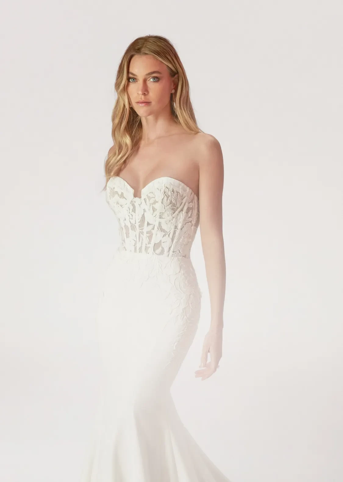 Photo of model wearing a Madison James collection gown