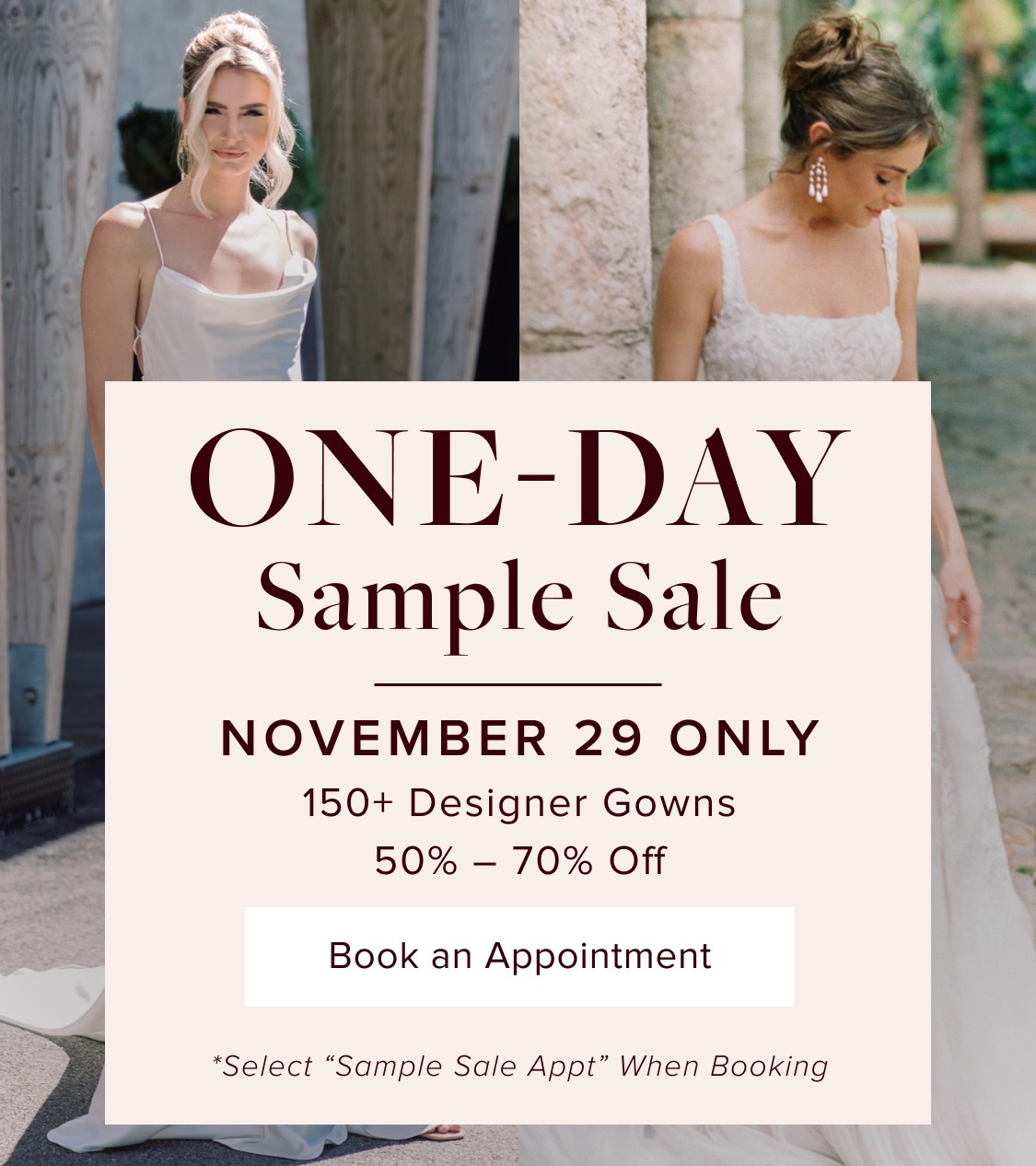 one day sample sale 2026 banner